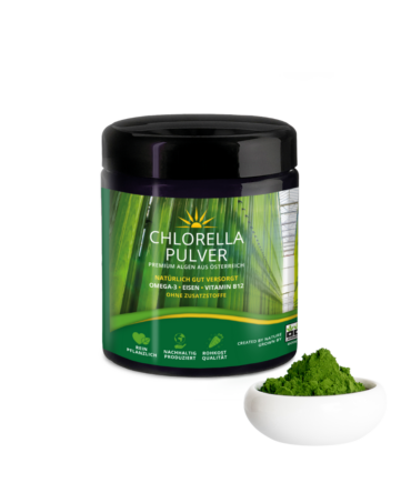 Chlorella Pulver mit natürlichem, veganem Vitamin B12